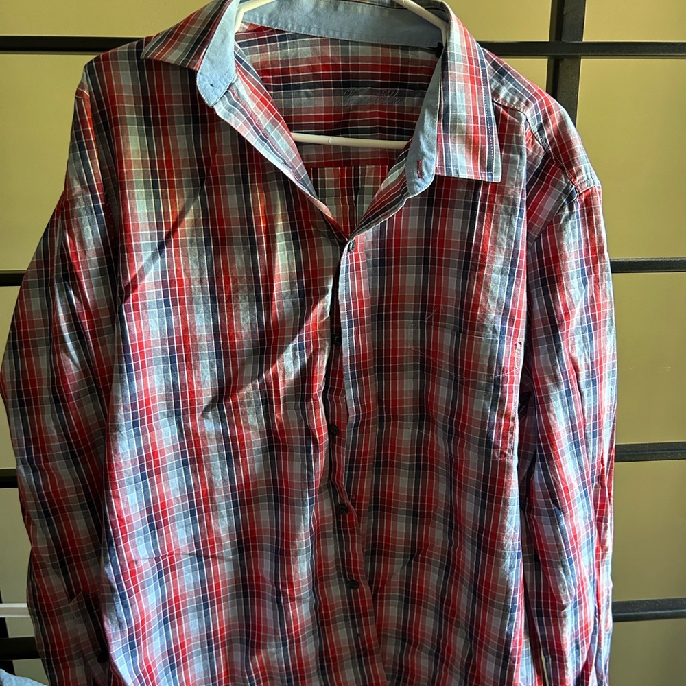 Tasso Elba Multicolor Plaid Button Down Shirt